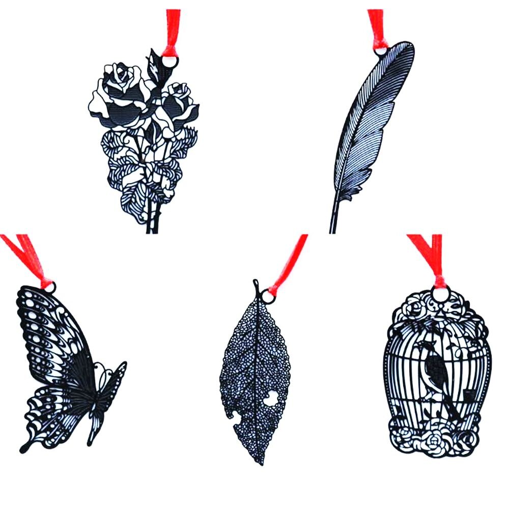 Cute Kawaii Black Butterfly Feather Metal Bookmark for Book Paper Items Lovely Korean Stationery DIY Package