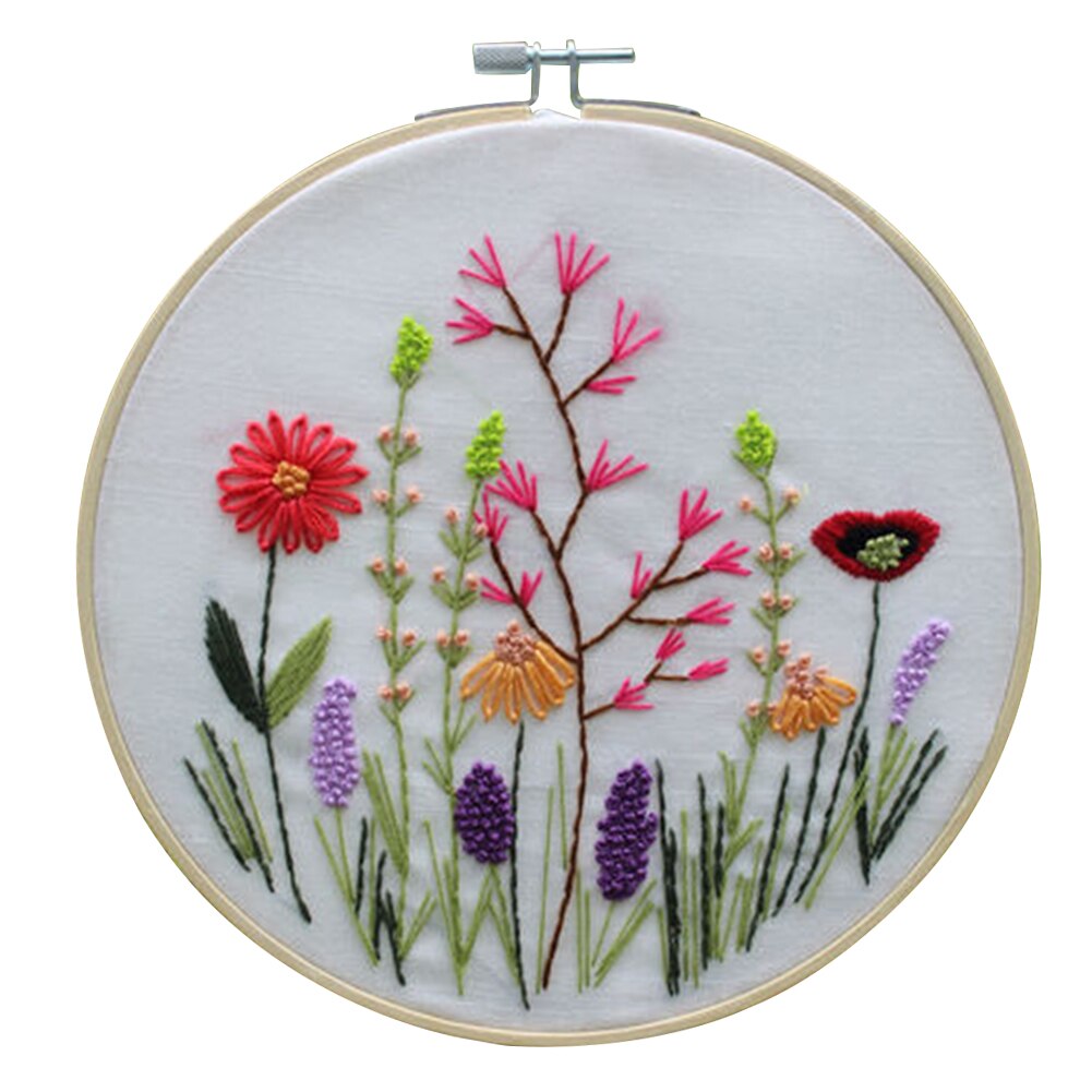 Cross Stitch Embroidery Starter Kit Craft Tool Sewing Stamped DIY With Needles Home Decoration Plants Pattern Art Needlework: C