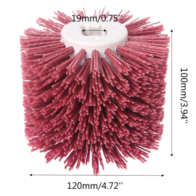 Deburring Red Ceramic Abrasive Wire Round Brushes Head Polishing Buffing Wheel For Furniture Wood Sculpture Rotary Drill T