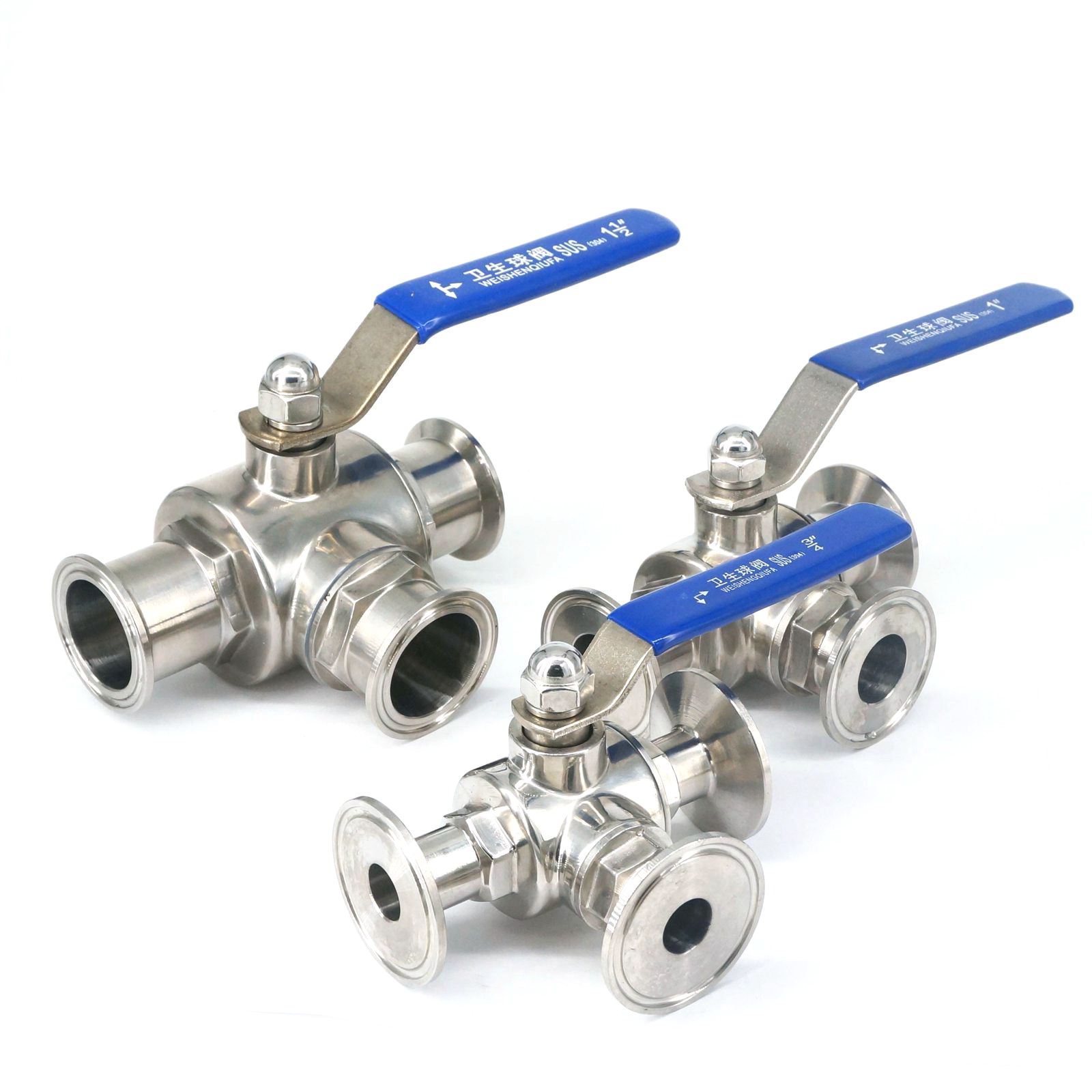 Tube O/D 19/25/32/38mm 1.5" Tri Clamp Ferrule O/D 50.5mm 304 Stainless Steel Sanitary 3 Way L port Ball Valve Homebrew Diary
