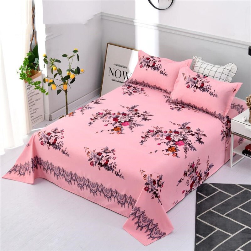 Nostalgische Stijl Laken Dunne Textiel Slaapkamer Beddengoed Met 2 Stuks Kussensloop Enkele Dubbele Grote Size King Queen Bed Cover f0501: Roze / 300x230cm