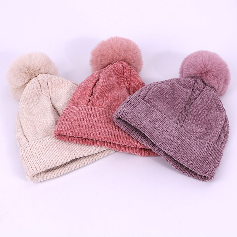 Winter dames muts met pompon, sjaal en handschoenen, warme zachte gebreide outdoor gehaakte skimuts met dikke voering, chenille zachte mutsset