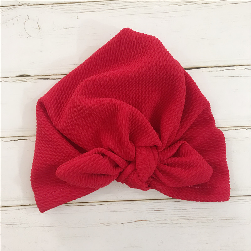 Forår sommer knyttede kaninører indiske hatte baby dæk cap baby piger elastisk slips tørklæde turban hoved wrap blød kasket: Rød
