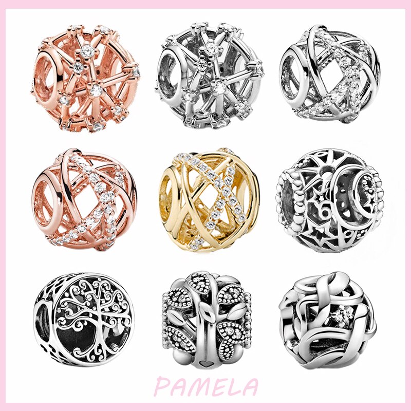 Pamela 925 Sterling silber durchbrochene runde Reize-perlen zum selbermachen für originelle anhänger-armbänder und schmuck für damen