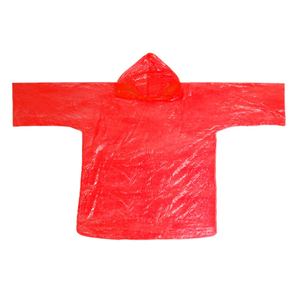 Emergency Raincoat Hooded Rain Cover Rain Ponchos with Hood with Storage Bag: Red