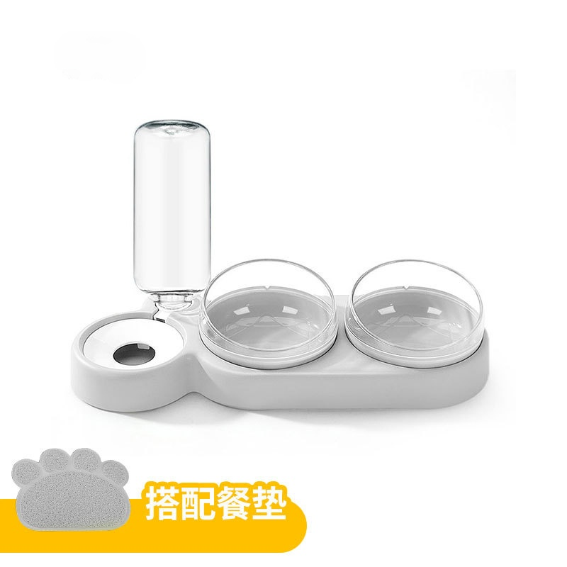 Triple Kom Voor Kat Automatische Feeder Hond Kattenvoer Kom Met Fontein Dubbele Kom Drinker Verhoogde Stand Schotel Kommen voor Kat: Gray nonslip mats