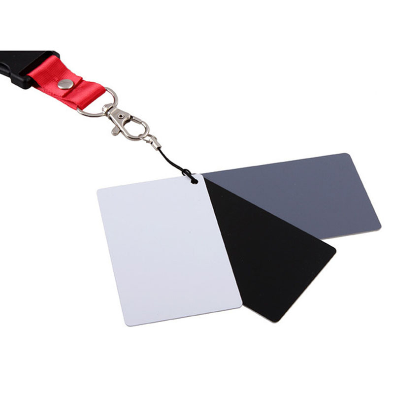 3 in 1 Digitale Wit Zwart Grijs Balance Kaarten 18% Grijs Kaart Zakformaat voor Digitale Fotografie met Nek band