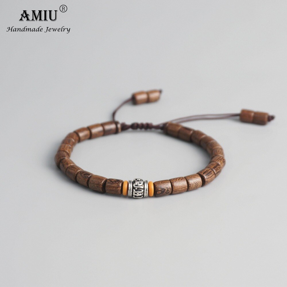 Amiu Handgemaakte Tibetaanse Gebed Wiel Kraal Olijf Moer Armband Tibetaanse Boeddhistische Mantra Teken Charm Natuurlijke Houten Kralen Armband