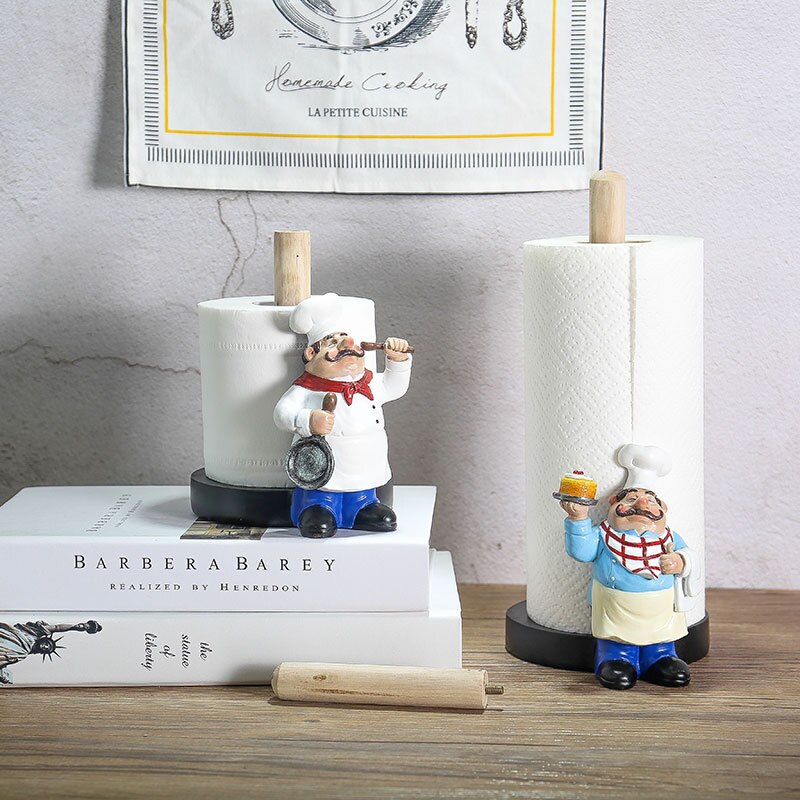 Hars chef-kok beeldjes met dubbele laag keukenpapier houder banketbakkerij restaurant keuken knutselen huisdecoratie kunst ornament
