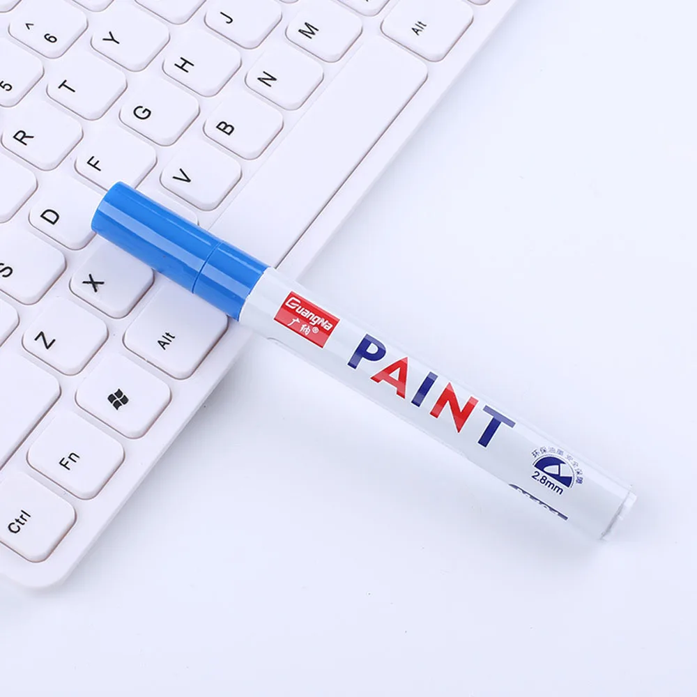 Caneta de pintura de carro à prova dwaterproof água roda de carro pneu pintura oleosa marca caneta auto borracha pneu piso cd metal marcador de pintura permanente: Azul