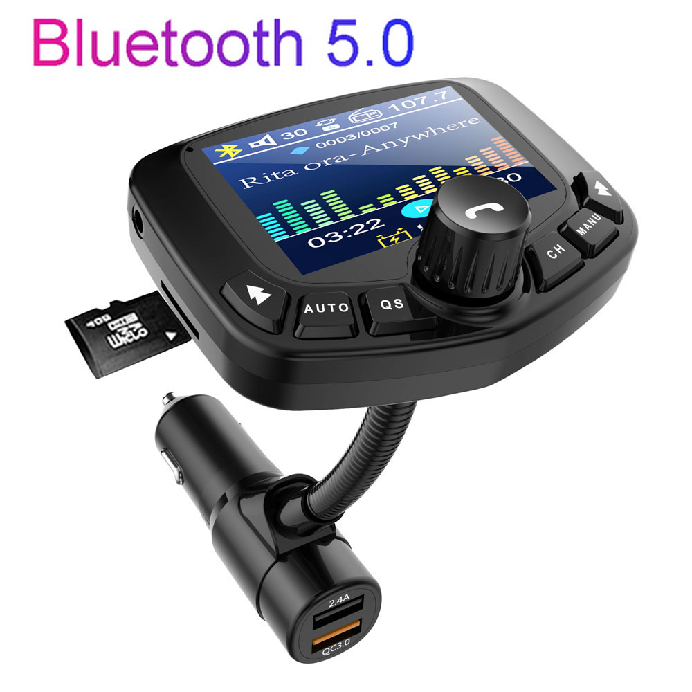 JINSER Quick charge 3.0 Auto Bluetooth 5.0 Fm-zender MP3 Speler Dual Usb-poorten Car Charger FM Modulator Auto Aansteker handenvrij