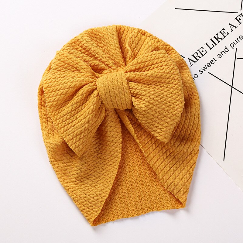 Wafel Tulband Hoed Baby Knoop Boog Hoofdband Baby Zachte Elastische Hoofd Wraps Kids Meisjes Bonnet Mutsen Cap Pasgeboren Hoofddeksels: 6