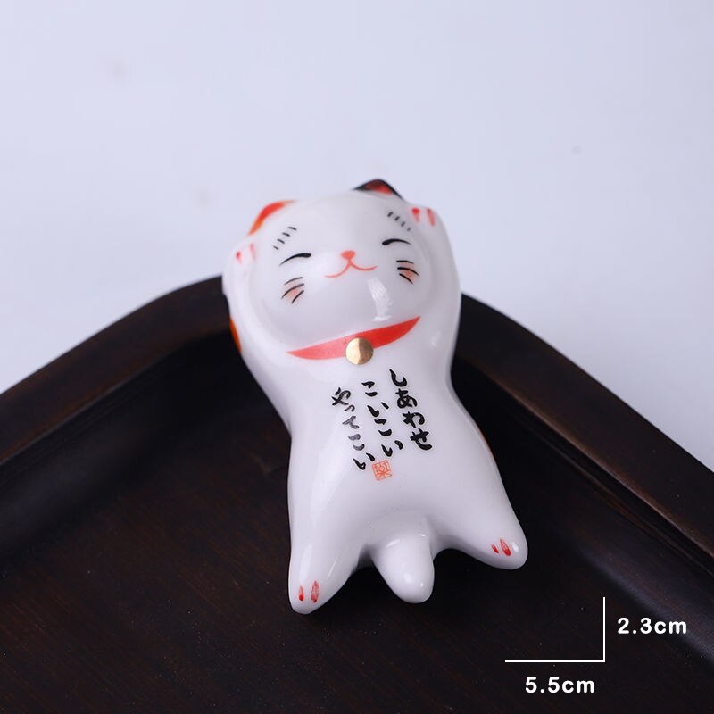 Lucky Cat Japanse Wand Houder Eetstokjes Keramische Sushi Sticks Leuke Servies Voedsel Sushi Accessoires Kawaii Eetstokje Rust: A-13