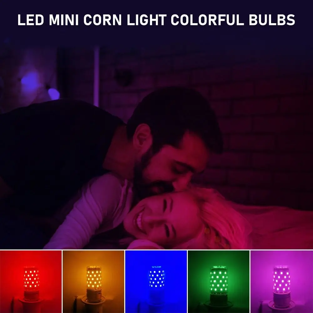 E14 E27 LED-Mais-Glühbirnen mit Schraubsockel, bunt, 85–265 V, bunte LED-Lampe, Aluminium, kein Flimmern, Maislampe, Heimdekoration