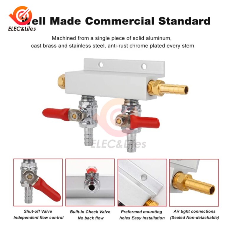 2/3/4 Way CO2 Air Gas Distribution Manifold Splitter Draft Beer Kegerator With Check Valves For Homebrew Beer Brewing Tool