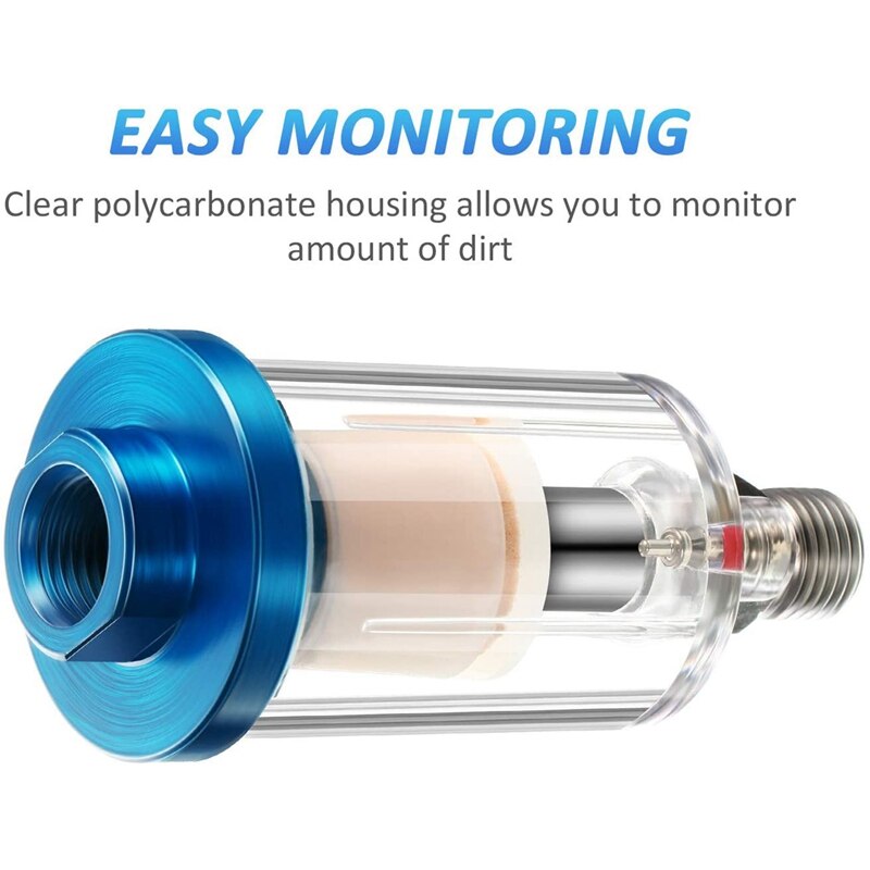 3 pièces eau huile séparateur filtre aérographe filtre séparateur d'humidité pour ligne d'air compresseur raccord, 1/4 pouce NPT entrée et O