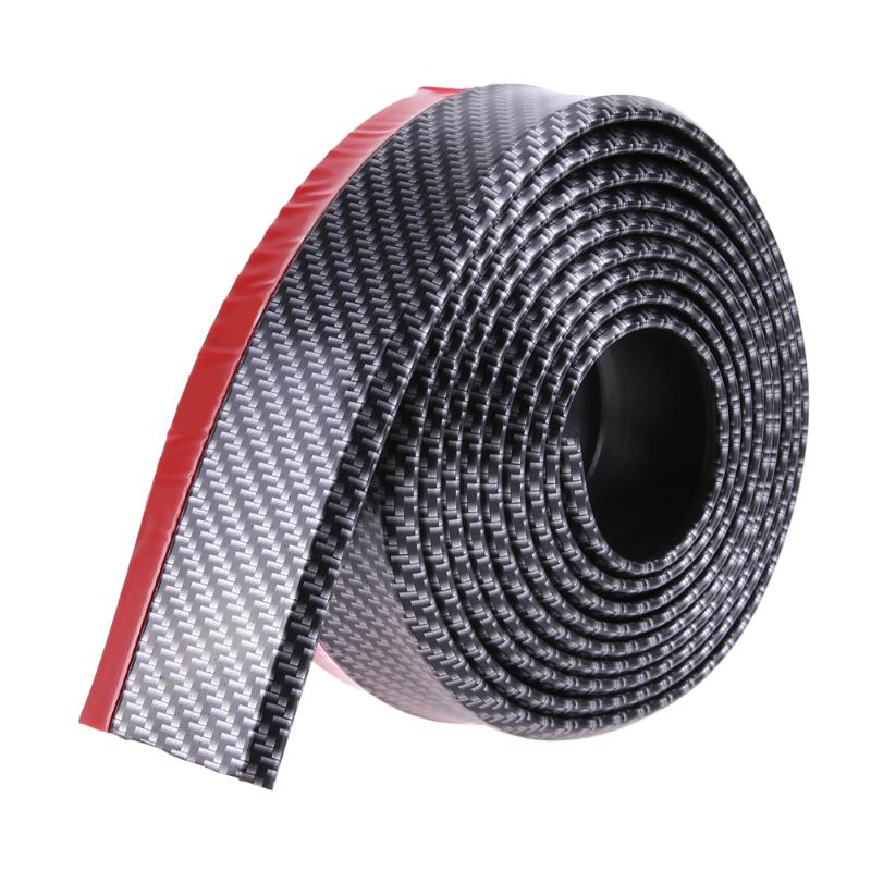 Black Soft Carbon Fiber Car Rubber Bumper Strip Outside Bumper Exterior Front Bumper Lip Kit Car bumper Strip 2.5M*6CM