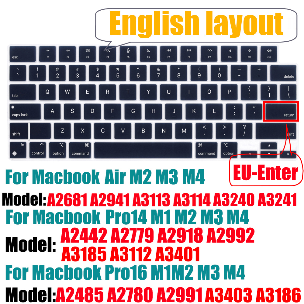 Kompatible Tastaturabdeckung für MacBook Luft 13,6 M2 M3 A3113 A2681 A3114 MacBook Profi 14 16 M1 A2442 A2485 A2779 A2780 mit berühren-Ich würde: Blau