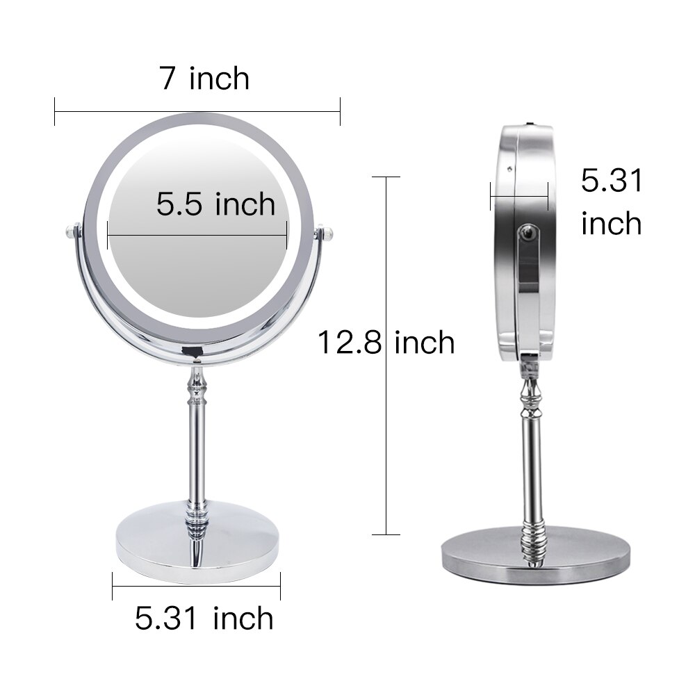 10X Magnifying Makeup Mirror Cosmetic LED Light Bathroom Mirrors Round Shape Desktop Backlit Mirrors In The Shower