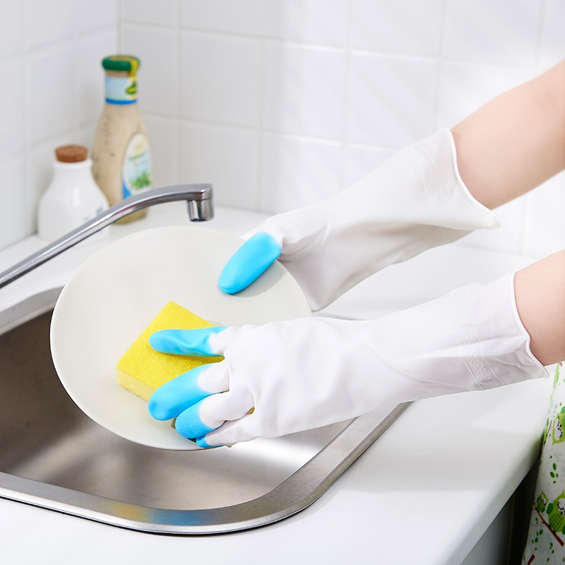 Afwassen Handschoenen Vingertoppen Schoon Waterdichte Wasserij Kleren Huishouden Pvc Plastic Latex Handschoenen Wit Verblinden Vingers
