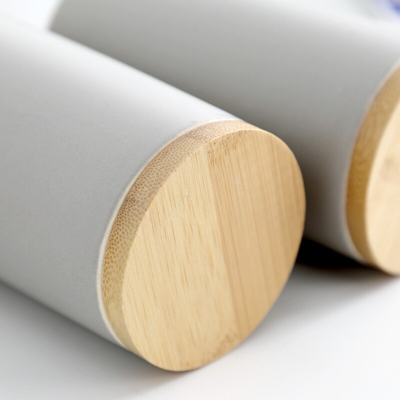 Ceramic Bamboo Bathroom Tumblers Mouth Cup Toothpaste Toothbrush Holder Soap Dispenser Kitchen Dishwashing Liquid Container