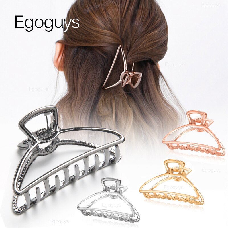 1 pinza para el pelo para niñas y mujeres, pinzas geométricas para el cabello, pinza para el pelo, agarre de Color sólido, horquillas coreanas, pasadores de Metal, herramientas de estilismo