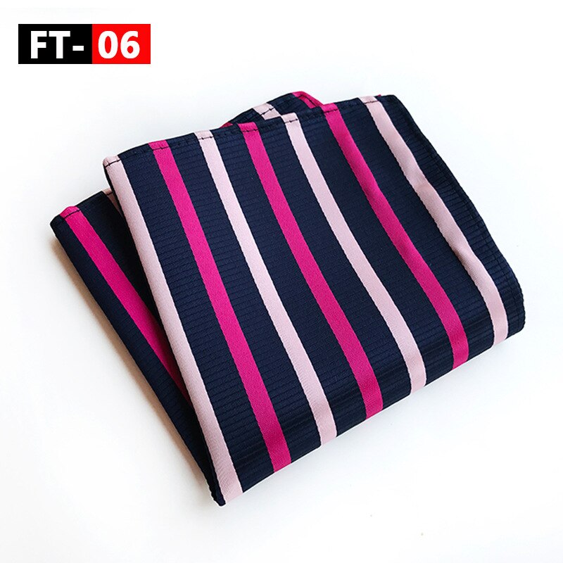 Mouchoir de poche bleu gris jaune #39 pour homme, mouchoir imprimé à rayures, mouchoir en soie et polyester, pochette de travail, serviette de poitrine 25*25cm: Ft 06