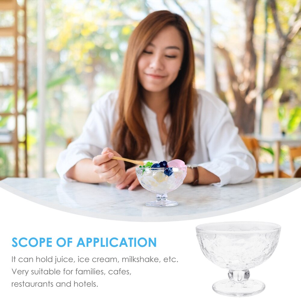 2Pcs Cups Ice Cream Glass Cups Useful Milkshake Cold Drink Cups