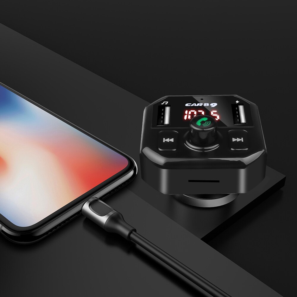 Kebidu handy-ladegerät mit zwei usb-anschlüssen, 3.1a -ladeadapter, automatischer led-anzeige, freisprechfunktion, fm-schnellladefunktion und sender für mobiltelefone