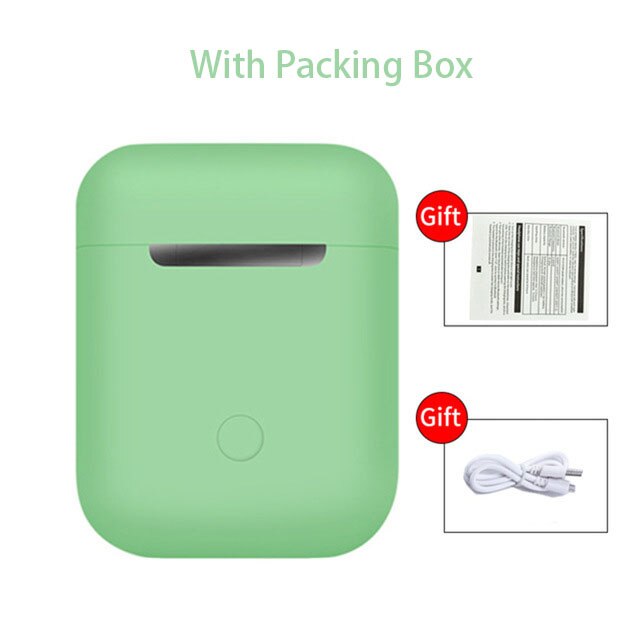 14 colores Macaron i12 TWS auriculares inalámbricos Bluetooth 5,0 auriculares originales inpods i12 mate sonido supergrave auriculares i2 TWS: i12 green