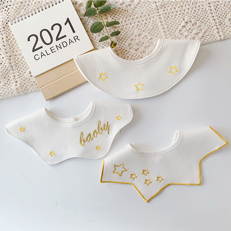 3 Stuks/partij Baby Baby Boy Meisjes Slabbetjes Katoen Kerst Sterren Speeksel Handdoeken Zacht Stitchwork Verstelbare Voeden Burp Doeken 0-24M: 004
