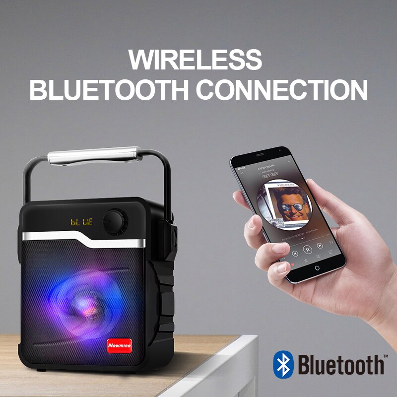 Newmine K70 Portable 1200mAh Speaker Wireless Bluetooth Big Power Square Party TF FM Karaoke Outdoor Subwoofer