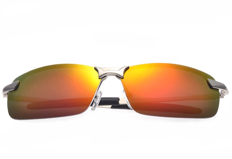 Oranje Heren UV400 Gepolariseerde Zonnebril Sport Rijden Mirrored Zonnebril Randloze Metalen Bril Eyewear 3043DM