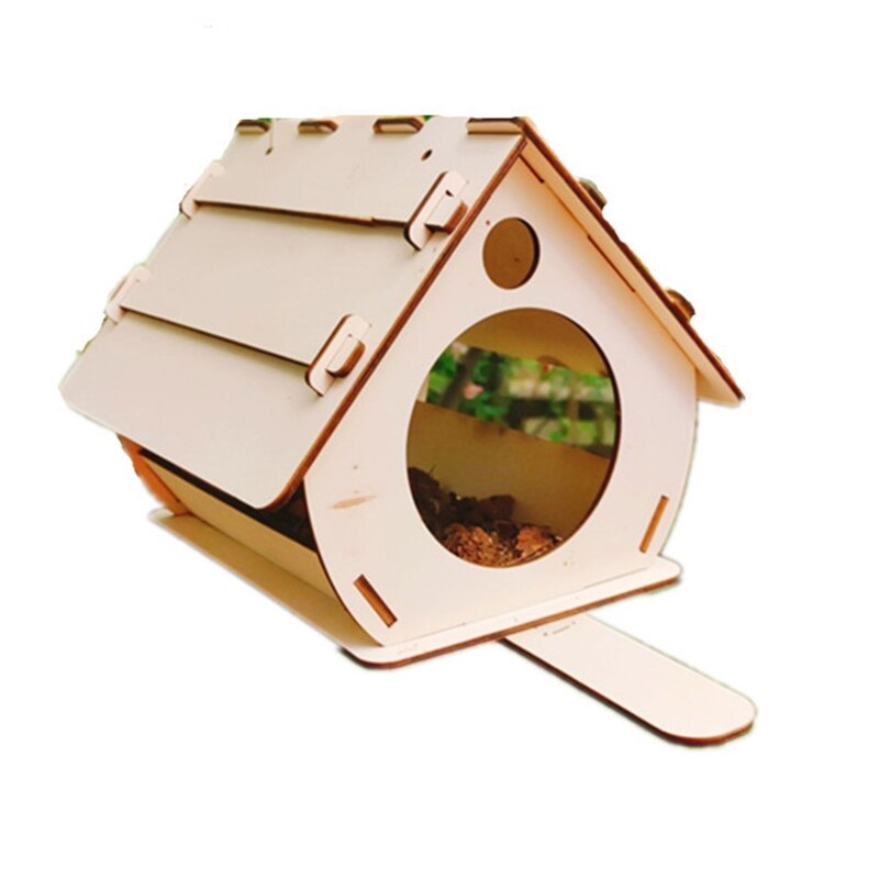Wooden Bird House Kits to Build Unfinished Birdhouse to Paint Wood Hanging Bird Feeder Sleeping Nest Garden Decoration