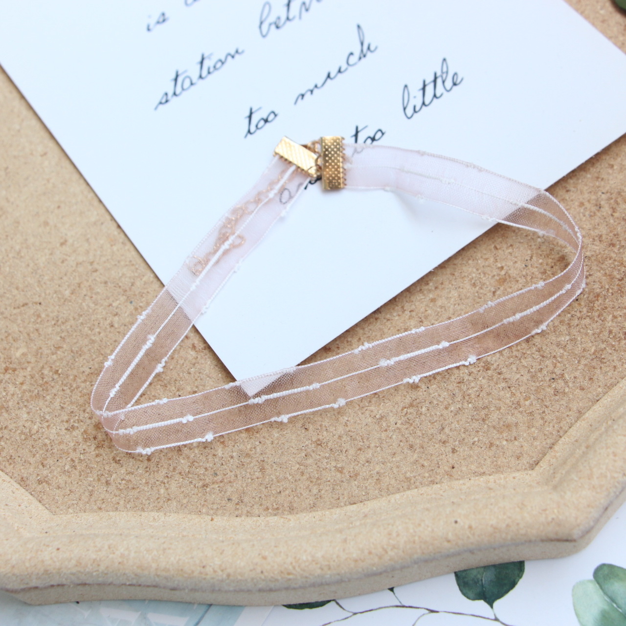 Playful Sweet Fresh Cute Girl Neck Clavicle Chain Women Love Lace Cloth Pink Peach JK Girl Choker Necklaces Accessories: xl-1083