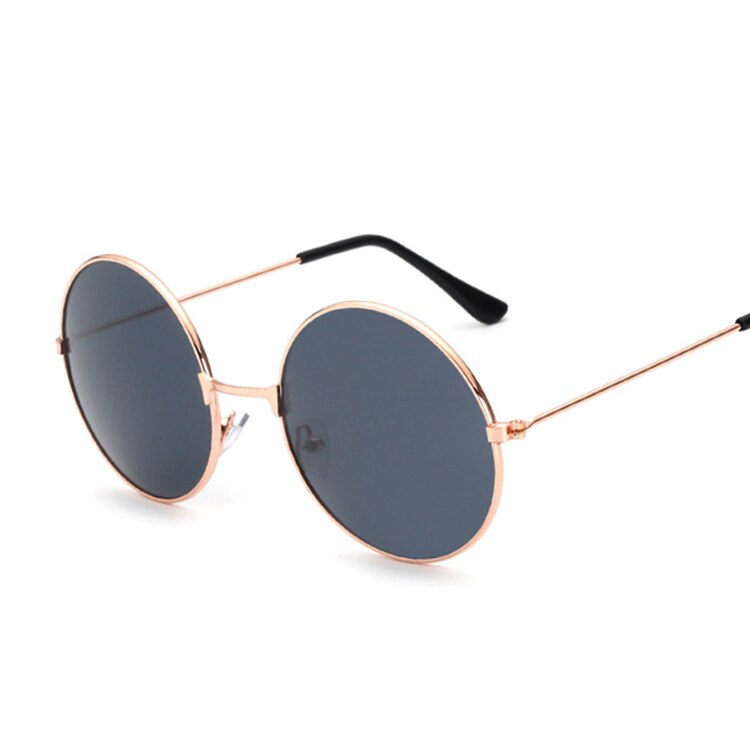 Retro Round Pink Sunglasses Women Brand Sun Glasses For Male Alloy Mirror Female Oculos De Sol Black: GoldGray