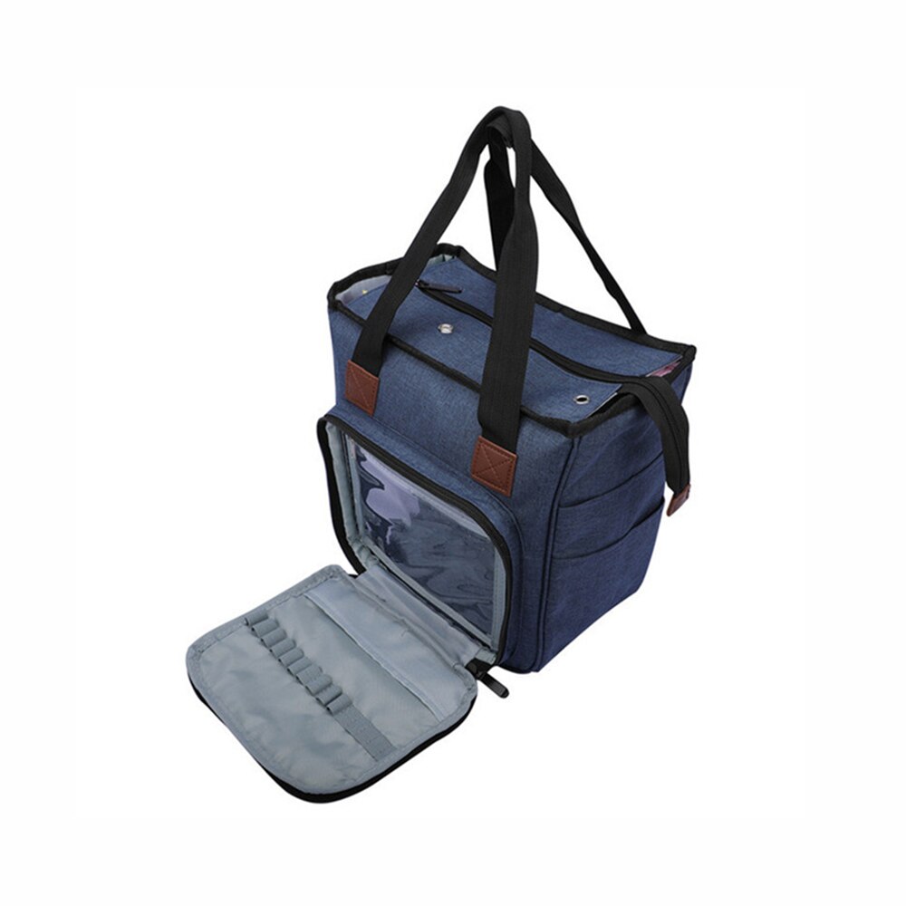 Knitting Bag Portable Yarn Tote Storage Bag For Wool Crochet Hooks Knitting Needles Sewing Supplies Set DIY Household Organizer: Blue