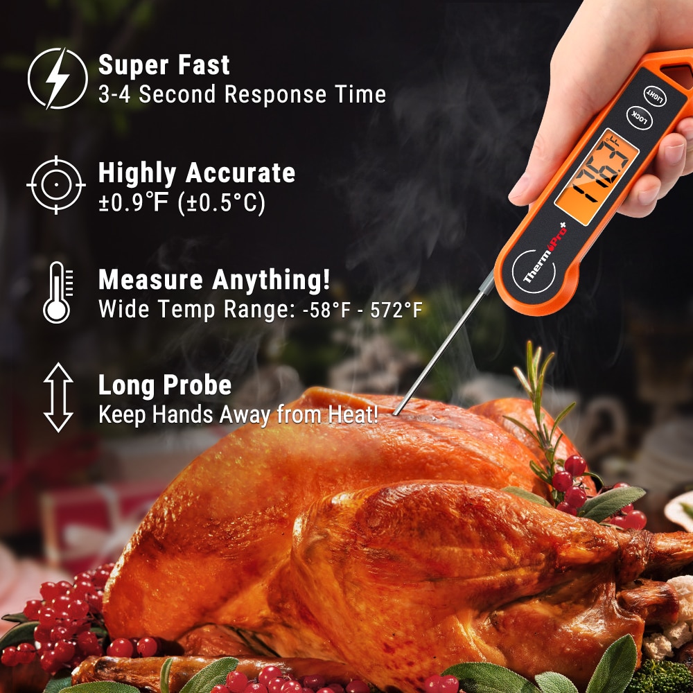 ThermoPro TP19H Waterproof Meat Thermometer Instant Reading BBQ Thermometer With Large Backlight Screen