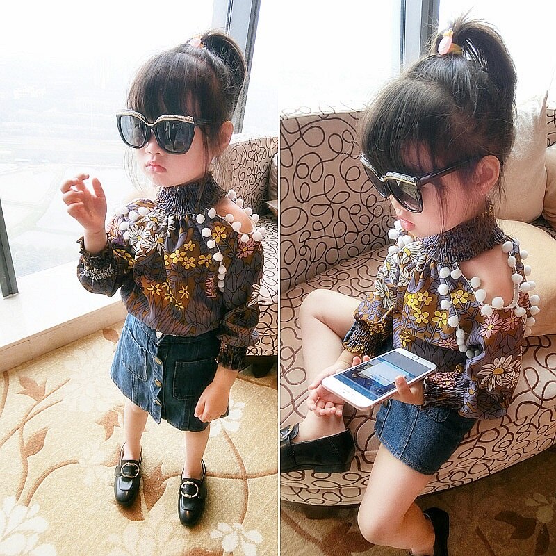 Para chicas blusa de manga larga flor Tops estampados camisas Bebé Ropa de niños para niñas 2 4 5 5 5 6 6 7 8 9 años Tops blusas