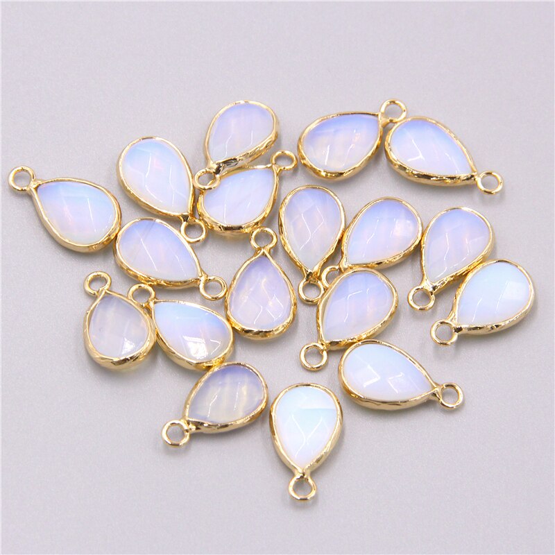 3pcs/lot Natural gold white opal stone Water loose pendant charm for jewelry making bracelet necklace Accessories women diy