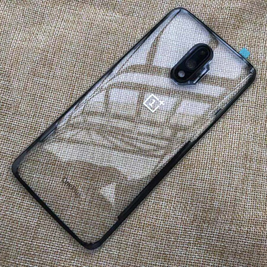 Originalt bagglascover oneplus 7 7t pro battericover one plus 7 t bagdørs cover oneplus 7t bagcover med kameralinse: 7- transparente w linse