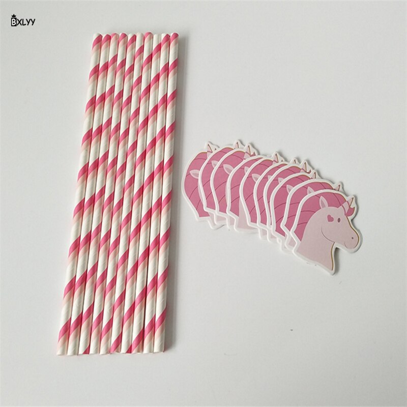 Bxlyy 10pc enhjørning halm papir halm fødselsdag bryllupsfest dekoration baby shower år dekoration jul  .7z: 6