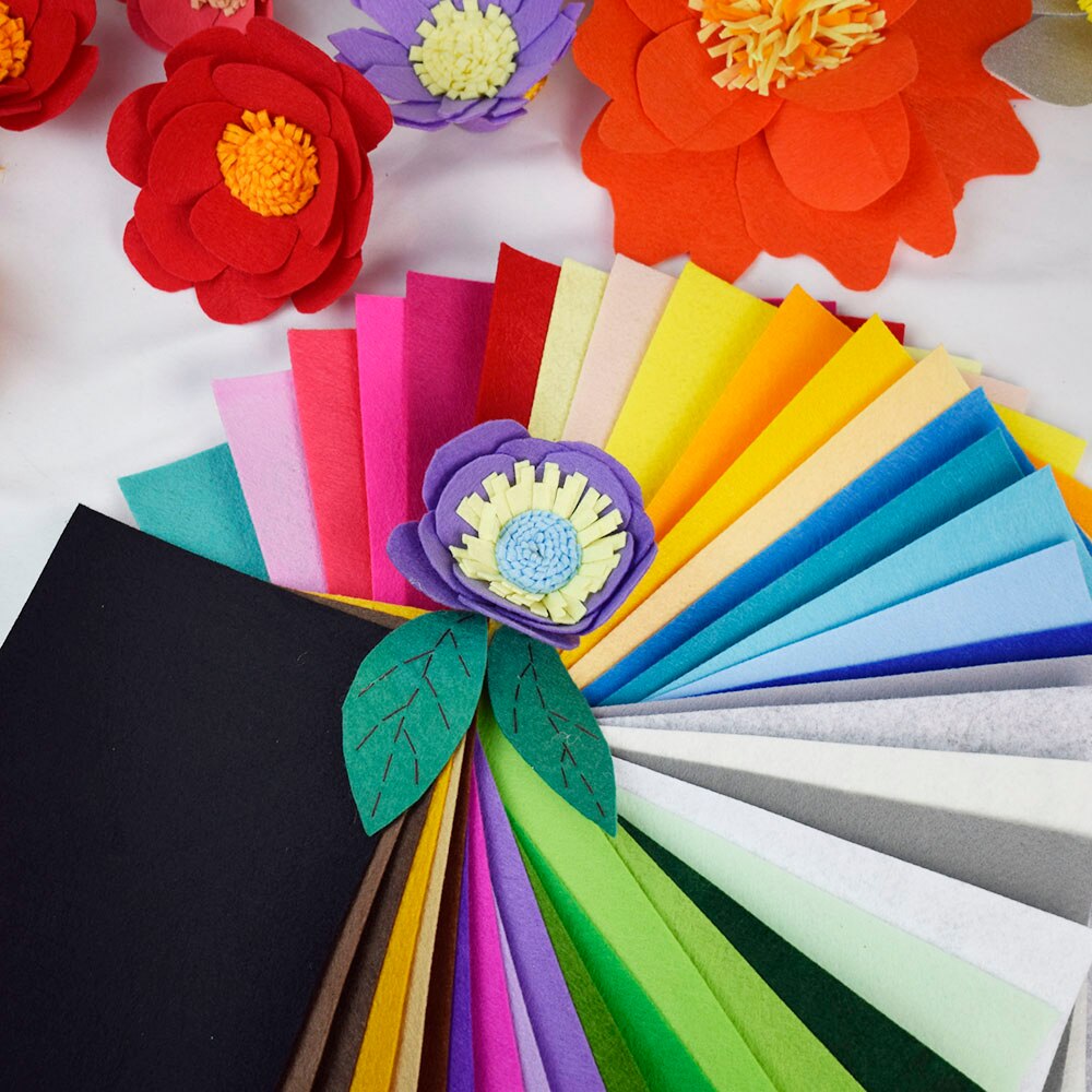 23 farver 30 x 15cm 2mm filt stof ikke vævet håndlavet nål fieltro hård tyk vilt manualidades gør det selv håndværk filt blomster materiale