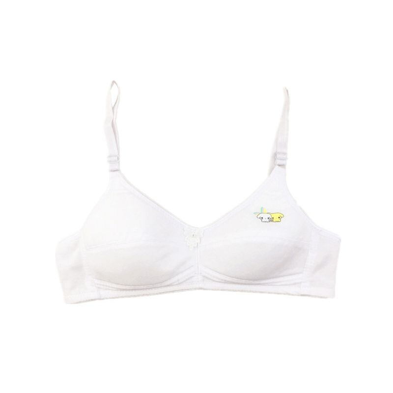 Bh voor jonge meisjes, tieners, zacht katoen, cartoon, geen stalen ring, student, verstelbare lingerie, ondergoed, tienermeisjes, comfortabele bh's: Wit / 13