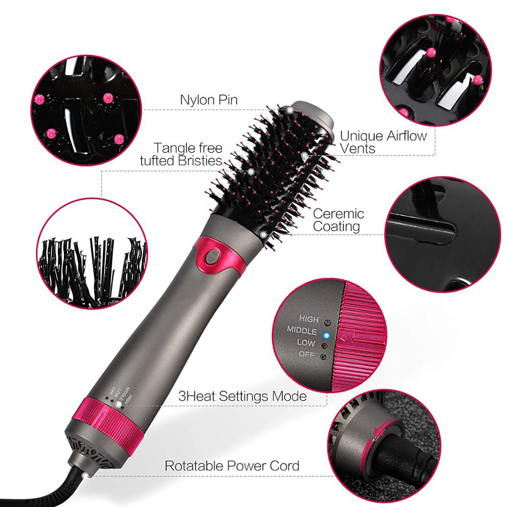 Hair Dryer and Volumizer for Women One Step Air Brush Hair Straightener Curler Comb Styler Salon TooI Blow Dryer Brush