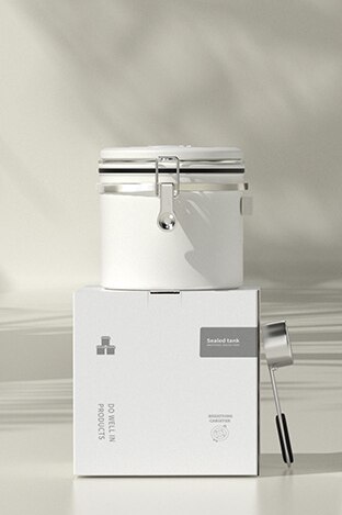 Stainless Steel Jars Airtight Coffee Storage Container Canister Set Canister with Scoop for Coffee Beans Tea Keep Beans Fresh: White-1.2L