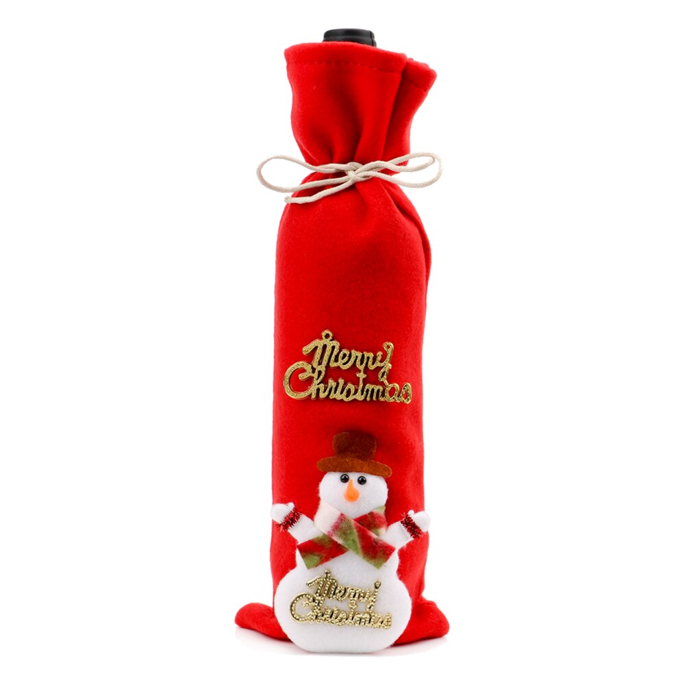 Julemand rudolf snemand isbjørn flaske tøj til hjemmet xmas vin flaske taske cover juledekoration: Snemand