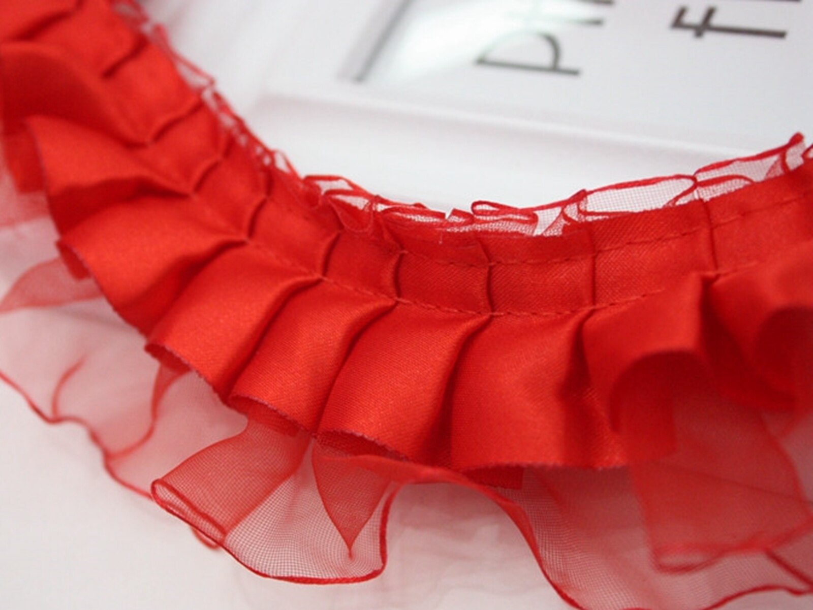 5.5 Yards (5 Meter) double Layer Ruches Eenzijdige Organza Tulle Satin Lint Trim 40Mm Naaien Wedding Craft Diy