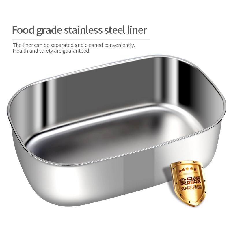 220V Electric Heating Lunch Box Electric Heating Food Container 304 Stainless Steel Home Car Dual Use Rice Box Food Warmer