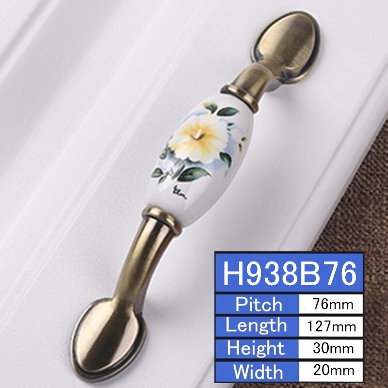 2 Stuks Antieke Keramische Knoppen Kabinet Schuifladegrepen Knoppen Kast Deurklink Europese Meubelbeslag: H938B76